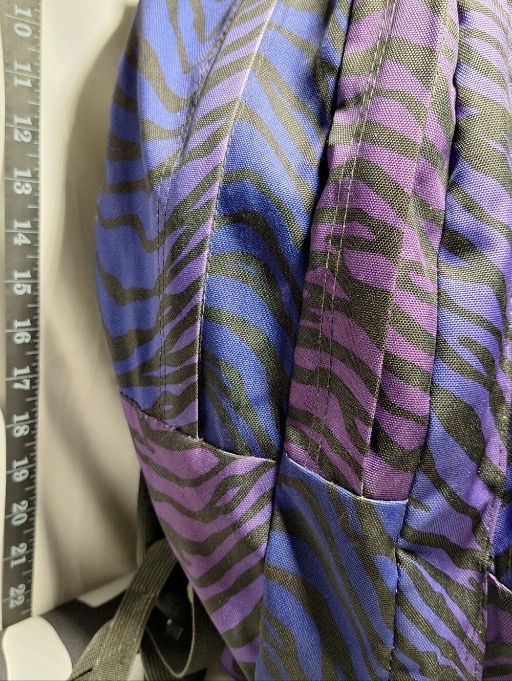 Jansport Backpack, Zebra Stripes, Blue Purple Black - Picture 3 of 13
